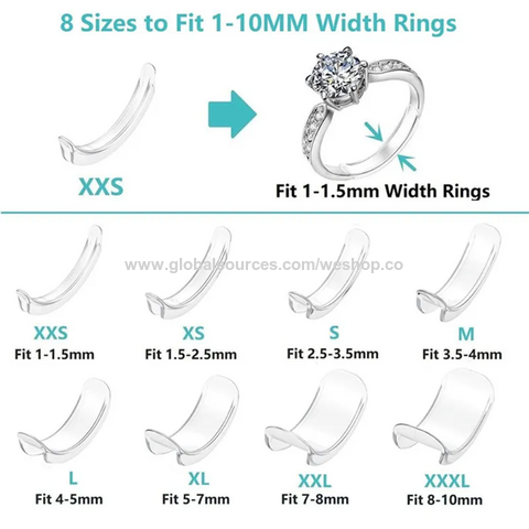 8 Stück unsichtbare Ringgrößenversteller aus Harz für lose Ringe, Anpassung passend für alle Ringe, Schutzabstandhalter, sortierter Schmuck-Größenreduzierer