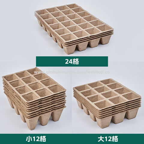 Ensemble Pot et Plateau de Pépinière en Pulpe de Papier Dégradable Jetable à 16 Cellules pour Bonsaï
