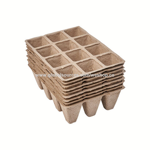 Ensemble Pot et Plateau de Pépinière en Pulpe de Papier Dégradable Jetable à 16 Cellules pour Bonsaï