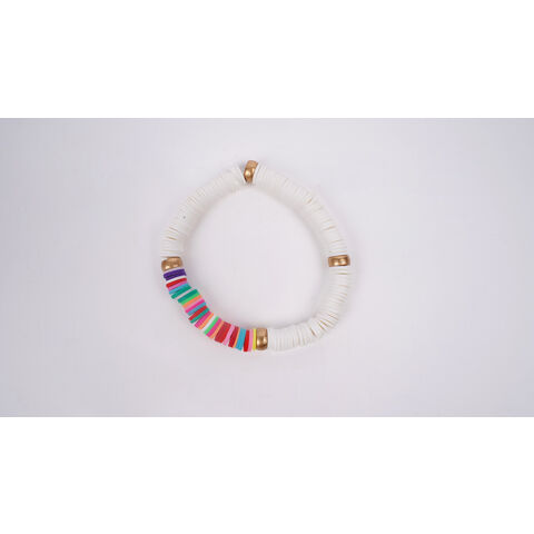 Bracelet en argile molle, Unique Bargains 1 Set de bracelets pour femmes avec des perles d'argile colorées, extensibles et élastiques, pour la plage d'été