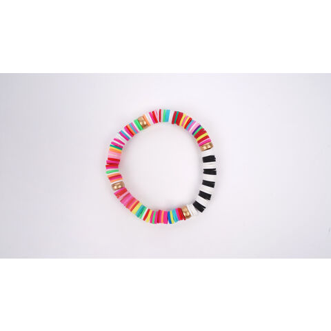 Bracelet en argile molle, Unique Bargains 1 Set de bracelets pour femmes avec des perles d'argile colorées, extensibles et élastiques, pour la plage d'été