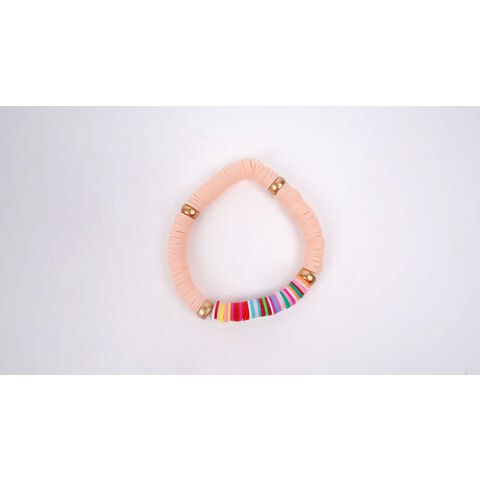 Bracelet en argile molle, Unique Bargains 1 Set de bracelets pour femmes avec des perles d'argile colorées, extensibles et élastiques, pour la plage d'été