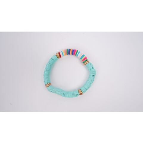 Bracelet en argile molle, Unique Bargains 1 Set de bracelets pour femmes avec des perles d'argile colorées, extensibles et élastiques, pour la plage d'été
