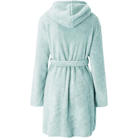 Robe de Lã com Capuz Feminina, Roupão Curto de Pelúcia, Roupão Kimono de Lã Macio e Quente, Roupão de Banho Leve de Inverno com Bolsos