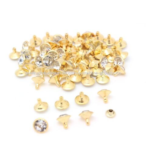 Nuevos Arribos Remaches de Pedrería para Chaquetas de Cuero, Jeans, Sombreros, Cinturones, Remaches de Cristal Dorado para Prendas de Vestir
