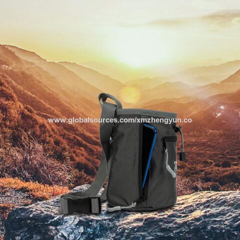 Chalkbag für Klettern, Boulder Chalk Bag mit 2 großen Reißverschlusstaschen, GEWEBE MIT GRS