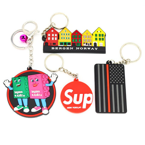 Porte-clés en caoutchouc souple, porte-clés promotionnel en PVC souple 2D 3D