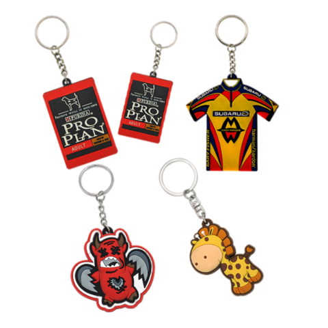 Porte-clés en caoutchouc souple, porte-clés promotionnel en PVC souple 2D 3D