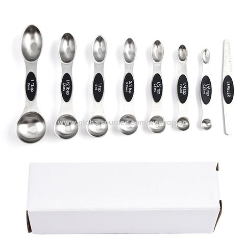 Reislöffel Magnetische Messlöffel Set mit starken N45 Magneten Edelstahl Löffel BPA Frei Multicolor Set von 7 8 9 mit Abstreifer
