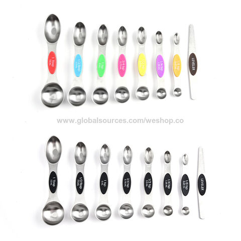 Reislöffel Magnetische Messlöffel Set mit starken N45 Magneten Edelstahl Löffel BPA Frei Multicolor Set von 7 8 9 mit Abstreifer