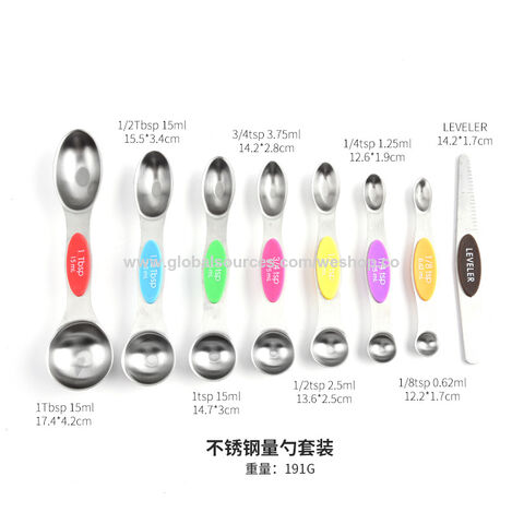 Reislöffel Magnetische Messlöffel Set mit starken N45 Magneten Edelstahl Löffel BPA Frei Multicolor Set von 7 8 9 mit Abstreifer