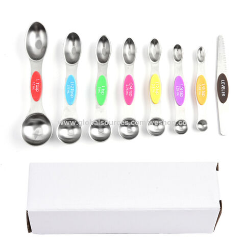 Reislöffel Magnetische Messlöffel Set mit starken N45 Magneten Edelstahl Löffel BPA Frei Multicolor Set von 7 8 9 mit Abstreifer