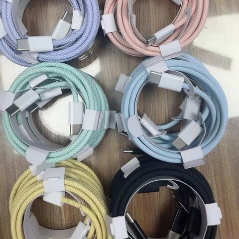 Cable USB de carga rápida 3A original, trenzado en nylon, con logo personalizado y caja OEM para iPhone 15. Cables de datos al por mayor.