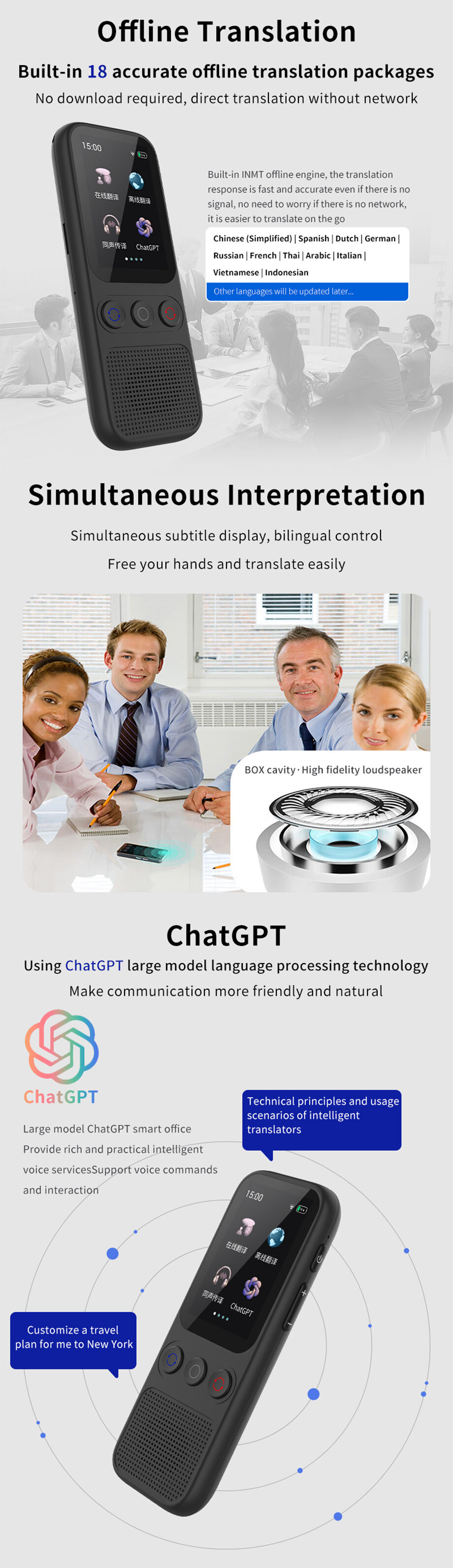 Portable Smart Ai Translators Device With Voice Real Time Translator ...