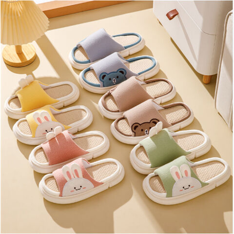 Pantoufles d'Intérieur Mignonnes en Lin pour Femmes