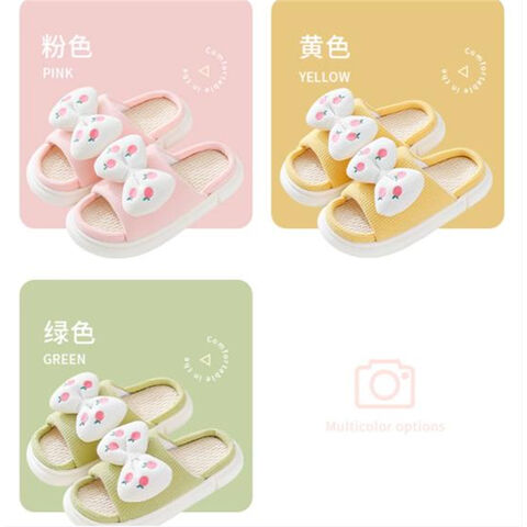 Pantoufles d'Intérieur Mignonnes en Lin pour Quatre Saisons