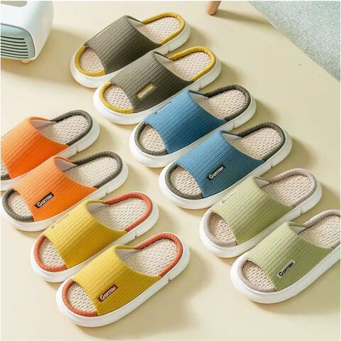 Pantoufles d'Intérieur Mignonnes en Lin pour Quatre Saisons