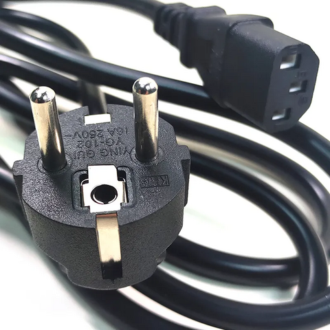 Cable de Alimentación Europeo Negro de Alta Calidad con Cobre de 1.5M/1.8M para Ordenador Portátil y de Escritorio, Cable de Corriente C13 C7 C5