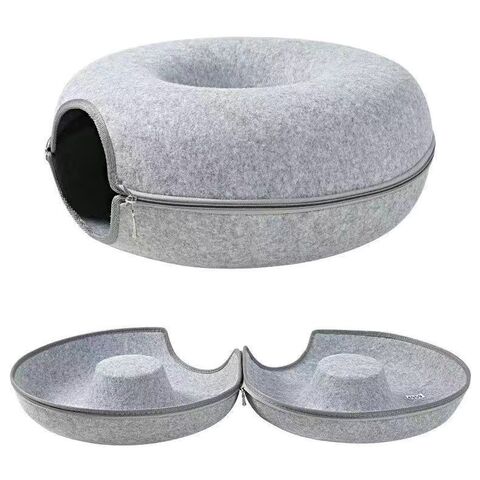 Ninho para Gatos Semifechado em Feltro Durável com Túnel - Cama Resistente para Gatos com Design de Túnel