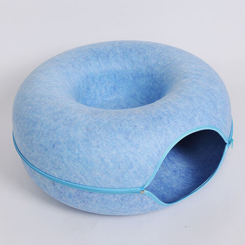 Ninho para Gatos Semifechado em Feltro Durável com Túnel - Cama Resistente para Gatos com Design de Túnel