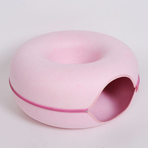 Ninho para Gatos Semifechado em Feltro Durável com Túnel - Cama Resistente para Gatos com Design de Túnel