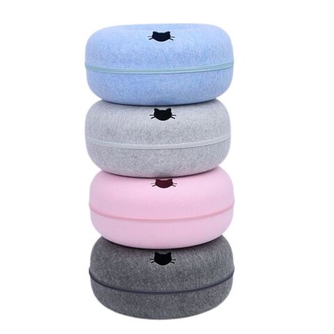 Ninho para Gatos Semifechado em Feltro Durável com Túnel - Cama Resistente para Gatos com Design de Túnel