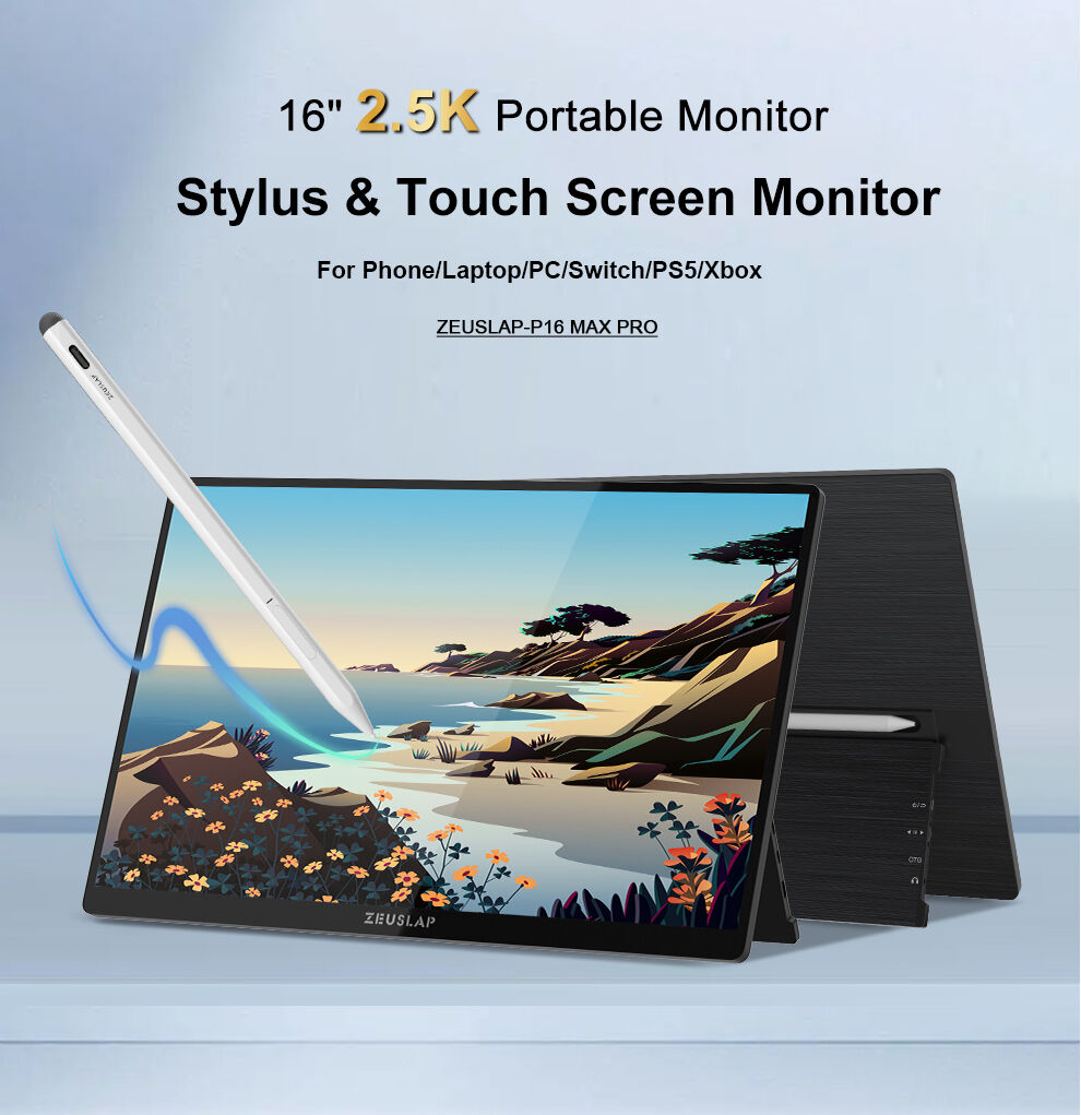 Portable Screen Sensor 16inch 2.5k Portable Monitors Stylus&touch Screen Monitor For Foam ...