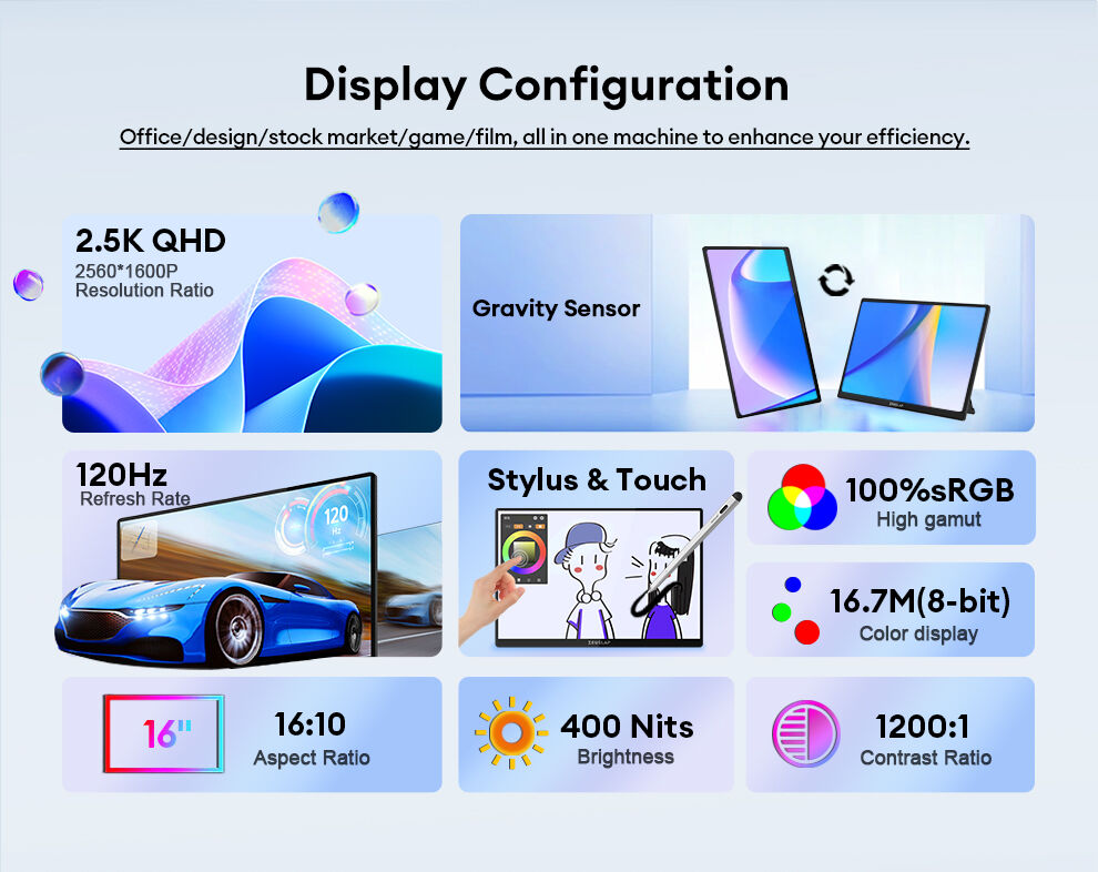 Portable Screen Sensor 16inch 2.5k Portable Monitors Stylus&touch Screen Monitor For Foam ...