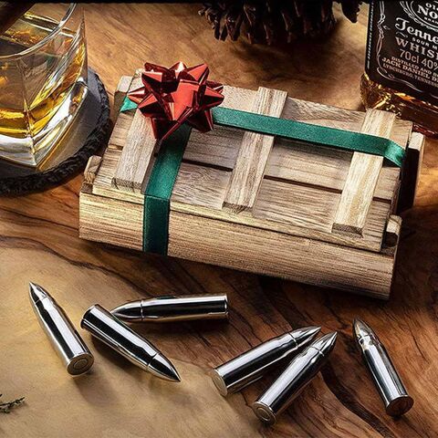 Getränke-Box-Set mit Stahl-Whisky-Kühlsteinen