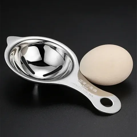 Separador de Claras de Huevo con Embudo y Cuchara de Acero Inoxidable 304 - Utensilio de Cocina Profesional