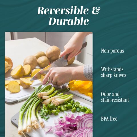 Tábuas de Corte GU para Cozinha, Sem BPA, com Alças Antiderrapantes, Reversíveis, Conjunto de Tábuas de Corte Grandes, Pacote de 3, Preto