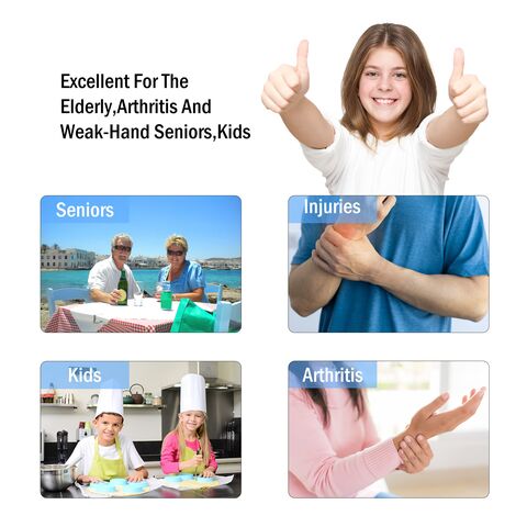 GU 5-in-1 Multifunktions-Flaschenöffner Deckelöffner für arthritische Hände mit rutschfester Gummi-Glasöffner-Griffunterlage (3-teiliges Set Blau)