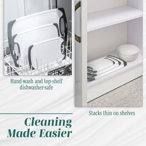 Tábuas de Corte GU para Cozinha, Sem BPA, com Alças Antiderrapantes, Reversíveis, Conjunto de Tábuas de Corte Grandes, Pacote de 3, Preto