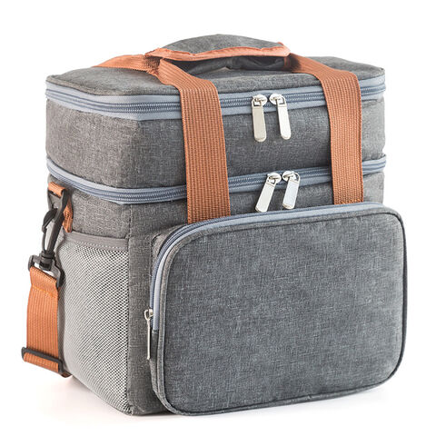 Doppelt isolierte, tragbare Crossbody-Lunchtasche für Outdoor-Picknicks mit isolierter Kühltasche