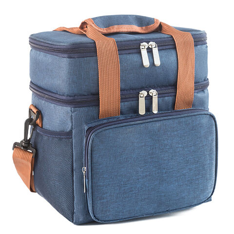 Doppelt isolierte, tragbare Crossbody-Lunchtasche für Outdoor-Picknicks mit isolierter Kühltasche