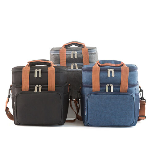 Doppelt isolierte, tragbare Crossbody-Lunchtasche für Outdoor-Picknicks mit isolierter Kühltasche