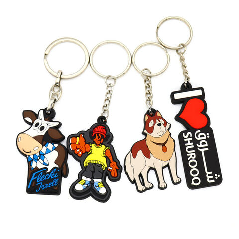 Porte-clés en caoutchouc souple, porte-clés promotionnel en PVC souple 2D 3D