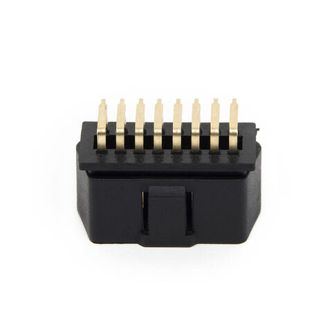 Conector OBD2 de 16 pines macho, chapado en oro, ángulo recto de 90 grados, enchufe OBD para automóvil y camión