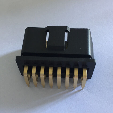 Conector OBD2 de 16 pines macho, chapado en oro, ángulo recto de 90 grados, enchufe OBD para automóvil y camión