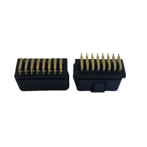 Conector OBD2 de 16 pines macho, chapado en oro, ángulo recto de 90 grados, enchufe OBD para automóvil y camión