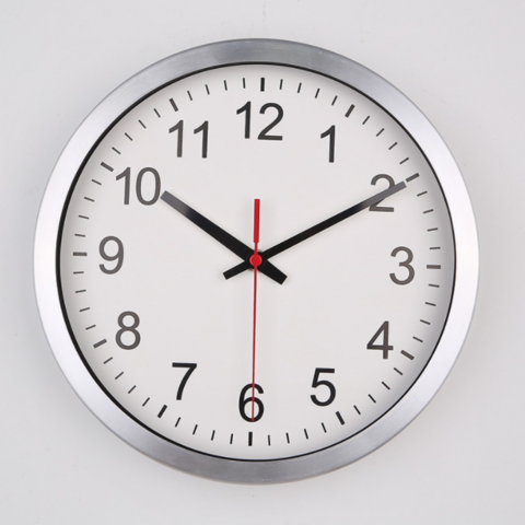 Reloj de pared grande de aluminio, metal, logotipo de nombre de empresa personalizado, reloj publicitario
