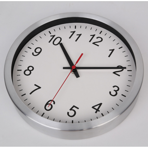 Reloj de pared grande de aluminio, metal, logotipo de nombre de empresa personalizado, reloj publicitario