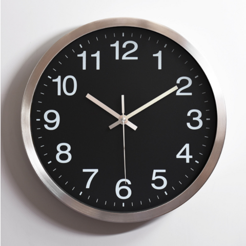 Reloj de pared grande de aluminio, metal, logotipo de nombre de empresa personalizado, reloj publicitario