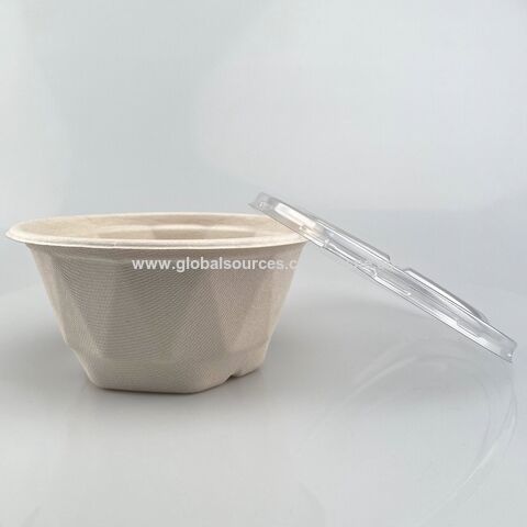 Tigela Descartável de Bagaço para Alimentos, Embalagem Ecológica, Saladeira Biodegradável de 850ml para Restaurante - Ideal para B2B