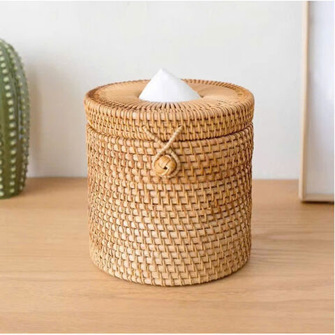 Caixas de lenços de vime trançado à mão por atacado do Vietname para varejistas de decoração para casa