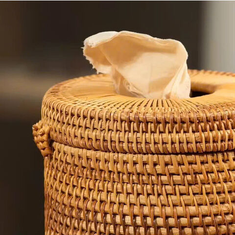 Caixas de lenços de vime trançado à mão por atacado do Vietname para varejistas de decoração para casa