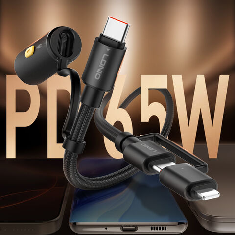 LDNIO LC20 3 in 1 Lighting/USB-C to USB/C with Cigarette lighter fast charging for mobile phone