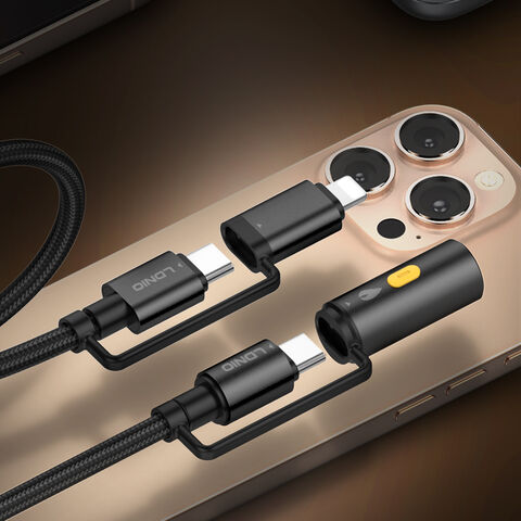 LDNIO LC20 3 in 1 Lighting/USB-C to USB/C with Cigarette lighter fast charging for mobile phone