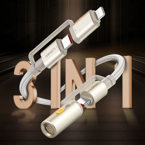 LDNIO LC20 3 in 1 Lighting/USB-C to USB/C with Cigarette lighter fast charging for mobile phone