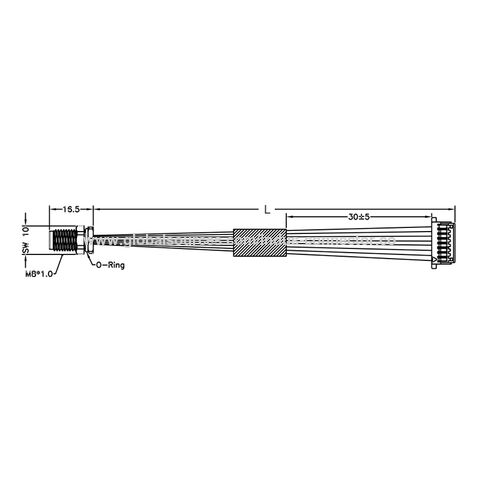 كتل طرفية M8، 8 دبابيس، موصل لوحة ذكر أمامي مستقيم إلى موصل JST SHR-08V-S-B، IP68، مناسب للطاقة الجديدة